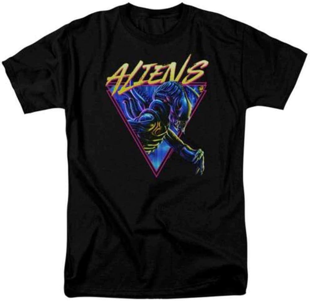 Aliens Movie TShirt Horror Action Sci Fi Alien Black Tee Retro 70s 80s