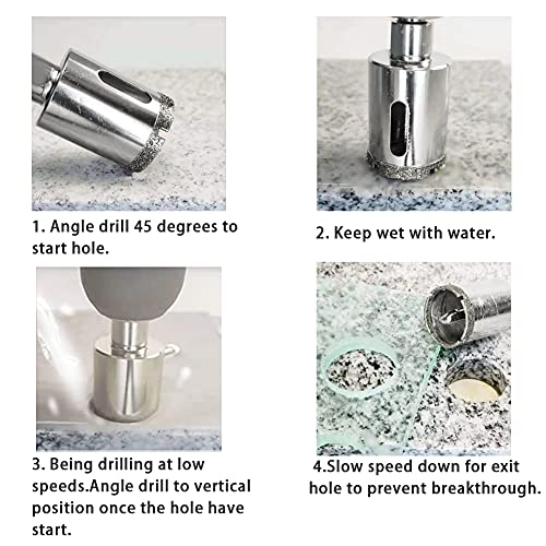 JOHOUSE Diamond Drill Bit Set, 10PCS Hole Saw Set for Granite Stone, Glass, Porcelain, Marble