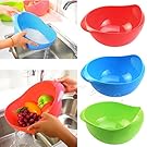 Practical Plastic Rice Wash Basin Colander Strainer Sieve Kitchen Tool