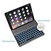 Keyboard Case Compatible with iPad PRO 9.7 Inch/iPad Air 2-LED 7 Colors Backlit Keyboard with 130° Folio Hard Back Cover, Aluminum Alloy- (for iPad Model: A1566/A1567/A1673/A1674)