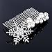 EVER FAITH Crystal Simulated Pearl Winter Snowflake Hair Side Comb Clear Silver-Tone