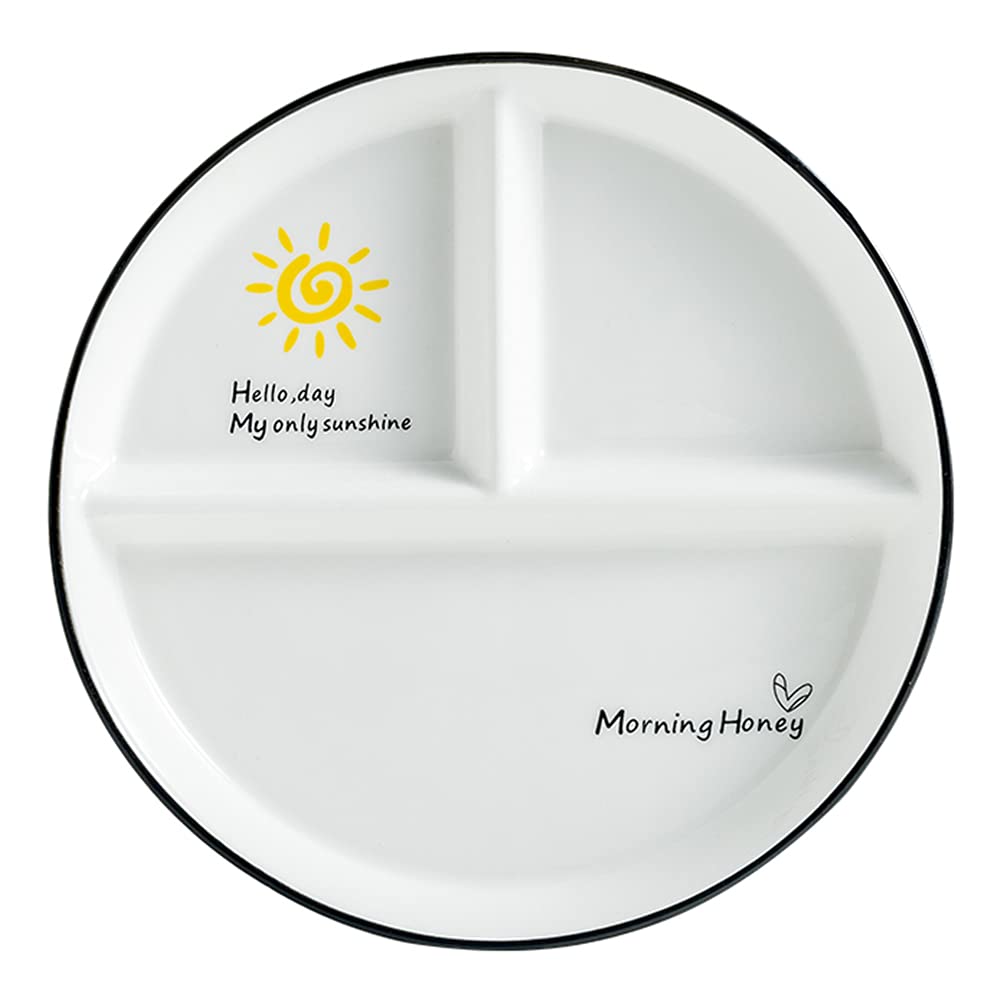 OnePine Healthy Eating Plate Ceramic, Balance Diet Plate, Portion Control Plates for Adults Weight Loss, Diameter: 23cm/9 inch