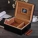 Megacra Cigar Humidor Leather Surface for 25-50 Cigars Desktop Cedar Lined Box with Hygrometer and Humidifier