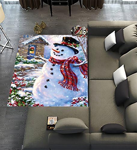 Floor Rugs Mat,Custom Christmas Snowman Area Rugs Carpet Modern Carpet for Home Dining Room Playroom Living Room Decoration Size 7'x5'
