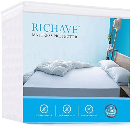 Richave Queen Size Mattress Protector Premium Hypoallergenic & Waterproof Mattress Pad - Vinyl Free