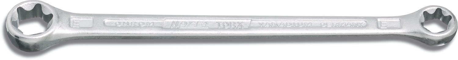 HAZET 609-E14XE18 180 mm Torx Profile Polished Head Double Box-End Wrench - Chrome-Plated