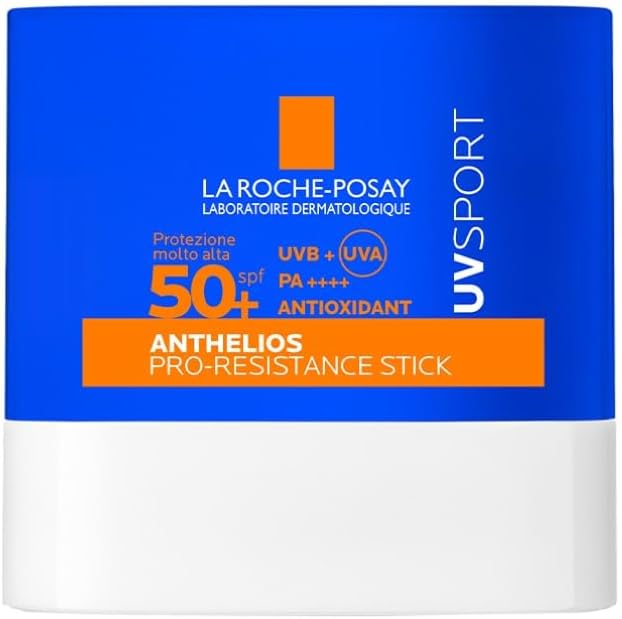 La Roche Posay Anthelios UVSport, Pro-Resistance Stick SPF50+, Per Tutti i Tipi di Pelle, Alta Protezione dai Raggi UV, Resistente al Sudore e All'Acqua, Adatto allo Sport, Con Mexoryl 400, 10ml