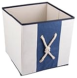 Nautical Mariner's Knot Collapsible Storage Organizer by Clever Creations | Blue & White Folding Cube for Bedroom & Living Room | Perfect Size for Books, Clothes, Electronics, & Gadgets | Sailor Theme