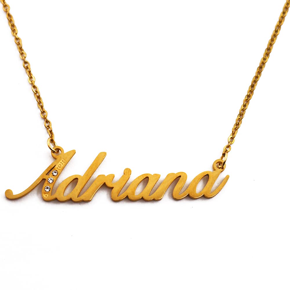 Kigu Name Necklace Adriana - Gold Tone - Custom Name Necklace - Personalised Jewellery for Ladies- Customised Jewellery for Girls- Custom Pendant Adriana