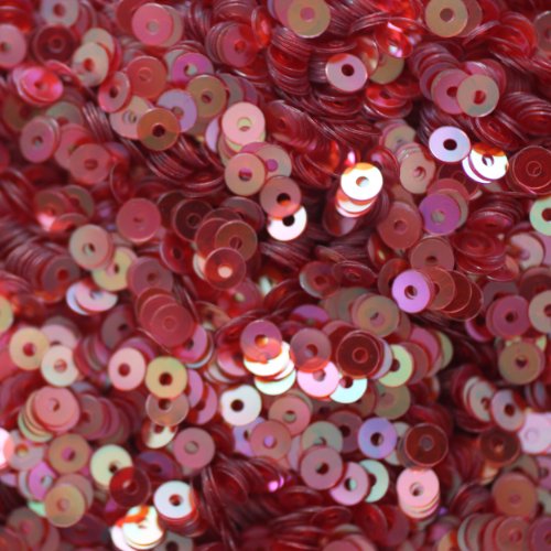 3mm Flat Round SEQUIN PAILLETTES ~ RUBY RED Rainbow Iris Crystal ~ Loose sequins for embroidery, bridal, applique, arts, crafts, and embellishment. Made in USA.