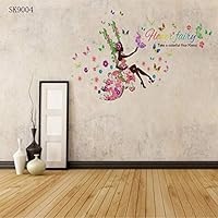 qzheng Spring Flower Cartoon Girl Wall Stickers Children