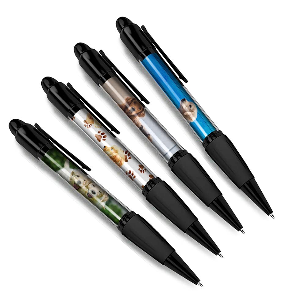 DV DESIGN Set of 4 Golden Retriever Black Ballpoint Pens - Labrador Dogs Animal Theme Gift