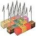 Jmkcoz 16pcs Table Numbers Holders, Memo Note Clip Stand Photo Holder Stand Card Paper Clip Holder with Wooden Base