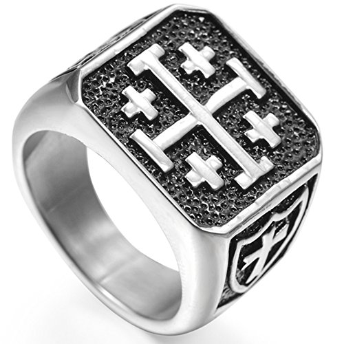 Jude Jewelers Stainless Steel Crusader Jerusalem Cross Ring (15)