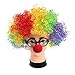 IFfree child women Men's Big Clown Rainbow Clown Costume Wig+Red Clown Noses