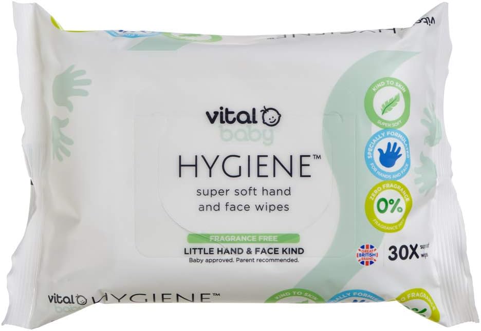 Vital Baby HYGIENCE Super Soft Hand and Face Wipes 30 Pack Fragrance Free