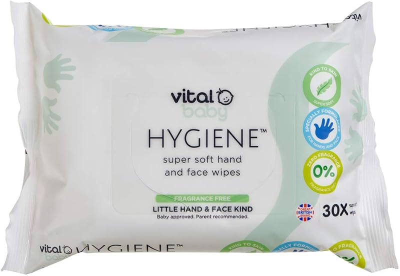 Vital Baby HYGIENCE Super Soft Hand and Face Wipes 30 Pack Fragrance Free