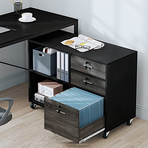 YITAHOME Wood File 3 Drawer Mobile Lateral Filing