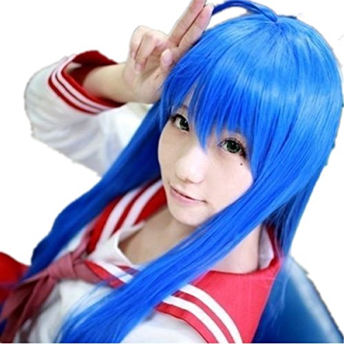 Lucky Star Izumi Konata Blue Long Straight Anime Party Hair Cosplay wig