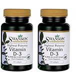 Swanson Vitamin D-3 - Highest Potency 5,000 Iu (125 mcg) 250 Sgels 2 Pack