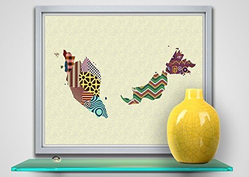 Malaysia Map Wall Poster Print Decor-8" x 10", 11" x 14"(UNFRAMED)