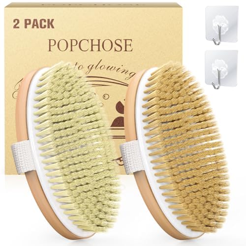 Photo 1 of POPCHOSE Dry Brushing Body Brush, Natural Bristle Dry Skin Exfoliating Brush Body Scrub for Flawless Skin, Cellulite Treatment, Lymphatic Drainage and Blood Circulation Improvement