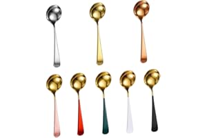 Mikinona 304 Stainless Steel Long Handle Soup Spoon and Mixing Spoon Golden Color for Home Cooking and Serving