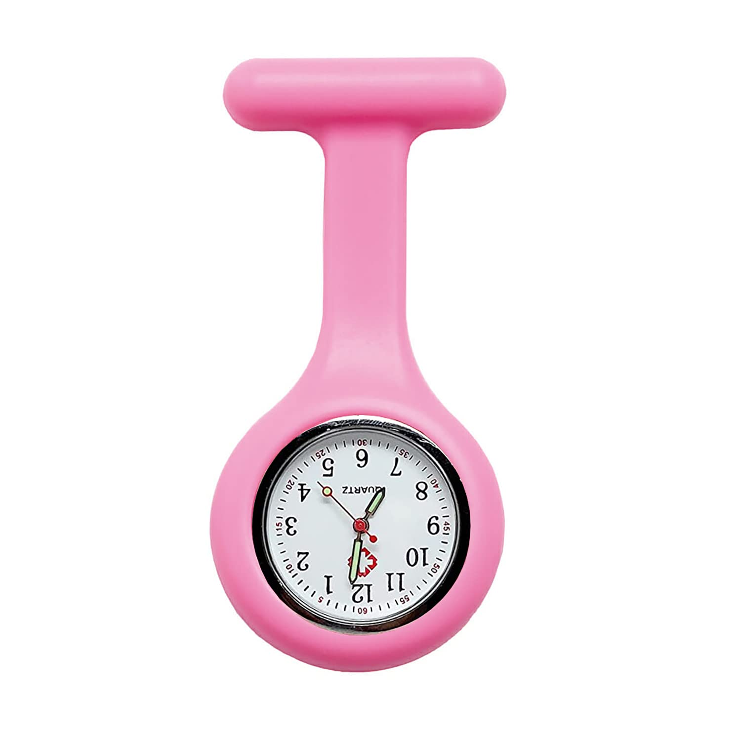 PCL Media ltd | Silicone Nurses Fob Watch Brooch Glow in The Dark for Professionals in The Healthcare Industry - Pink Glow Health Care Nurse Doctor Paramedic Medical Brooch Fob Watch