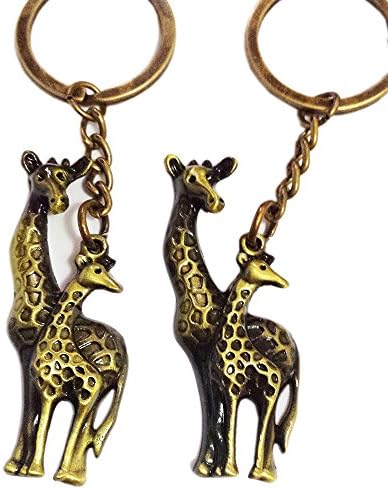 Minigianni 2 Pcs Mom and Baby Giraffe Shaped Bag Purse Pendant Ornament Charm Elegant Key Ring Chain Keychain Keyring(YXB190)
