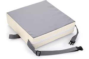 BTSKY Kids Chair Cusion, Chair Increasing Cushion, Toddler Booster Seat With Straps Chair Pads (Grey+Beige)