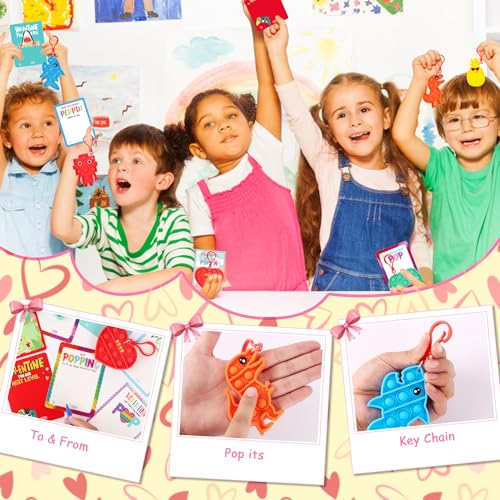 24pcs Fidget Toys Bulk,Valentines Day Gifts for Kids,Valentines Cards,  Party Favors Goody Bags Fillers Prizes