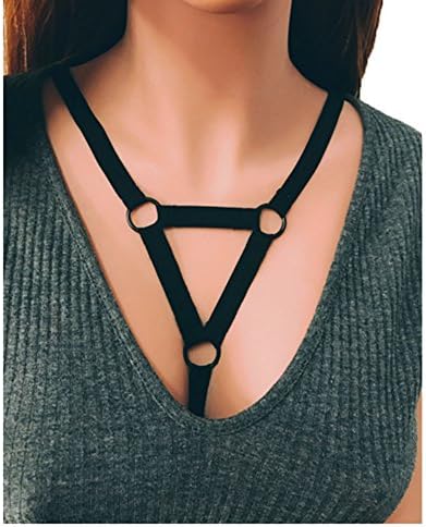 gloednApple Women Body Chain Harness Bikini Shirt Lace Up Bra Cross Pendant Necklace (S, Style No.4)