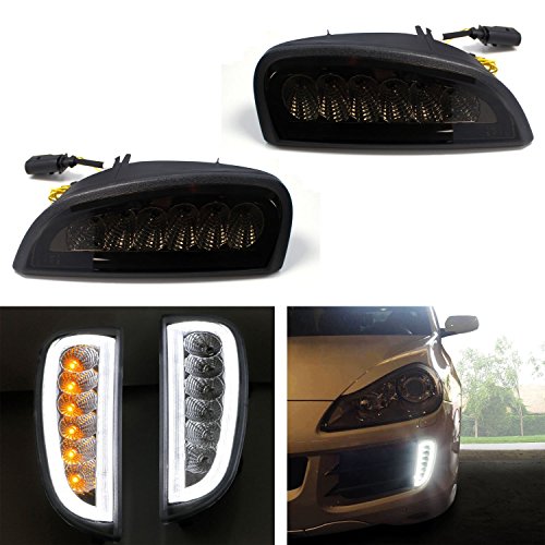 iJDMTOY OEM Fit Smoked Lens LED Daytime Running Lights & Turn Signal Lamps For 2007-2010 Porsche Cayenne