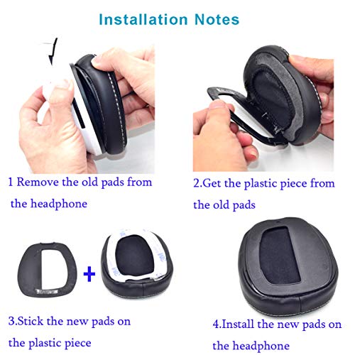 Defean 1 Pairs Black Ear Pads Cushion with Tape for Skullcandy Crusher Over Ear Wired Built-in Amplifier and Mic Headphone - Thumbnail 6