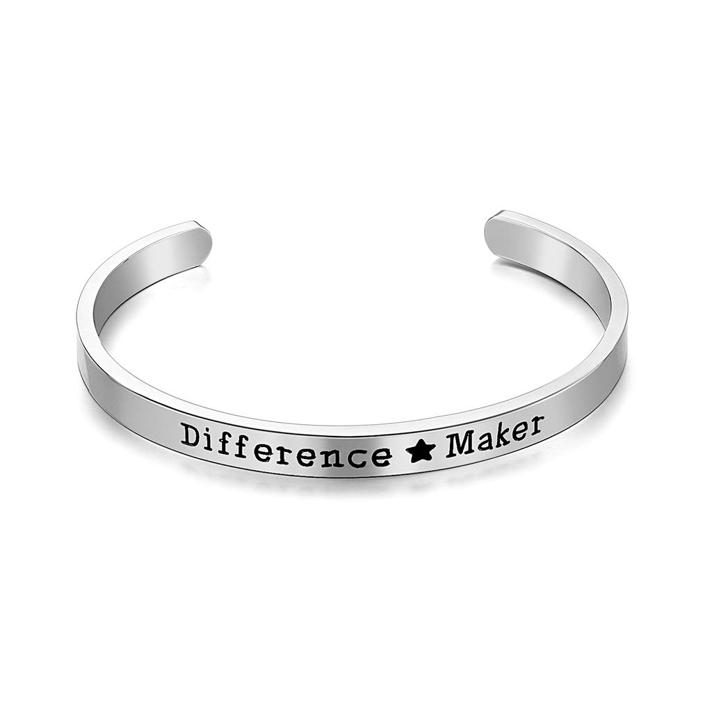 CERSLIMO Friendship Bracelet for Women - Inspirational Friendship Gifts, Motivational Cuff Bangle for Sister Mother Teacher Gifts, Difference Maker