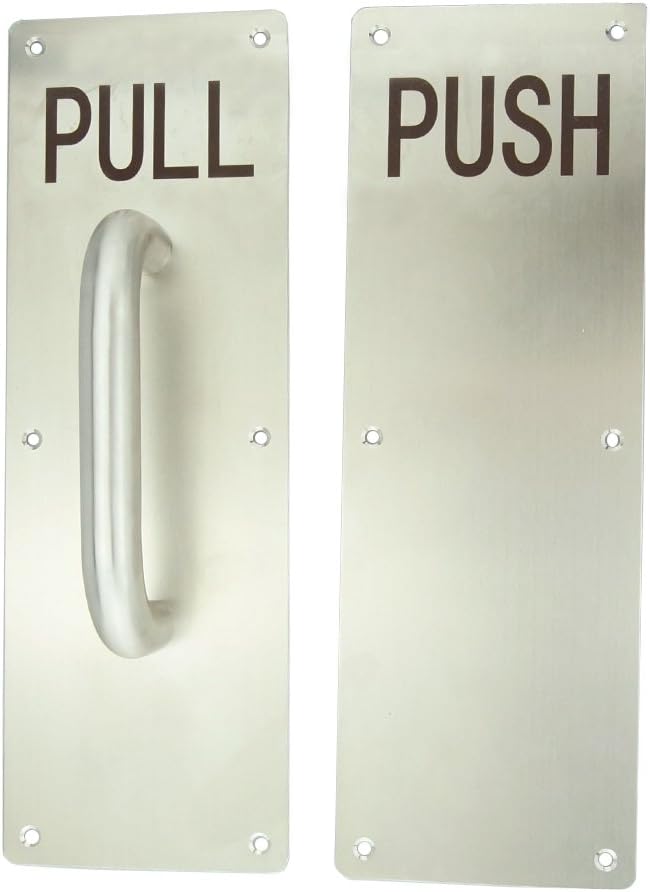 REAMTOP Push Pull Door Handle Set, Fingerprint-Proof Heavy Duty Plates for Wooden & Aluminum Door