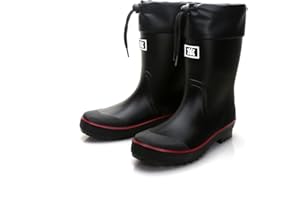 RIUETAR Rain Boots for Men, Waterproof Warm Rubber Boots Mens Garden Boots, Comfort Mid-Calf Lightweight Adjustable Raining Shoes, Elastic Chelsea Ankle Rain Boots Fishing Shoes for Yard Farm Outdoor Work