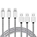 Micro USB Cable 6ft 3Pack by Ailun High Speed 2.0 USB A Male to Micro USB Sync Charging Nylon Braided Cable with 56k Ohm Pull-up Resistor for Smartphone Tablets Silver and Blackwhite