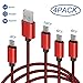 Micro USB Cable, [4-Pack 3ft 6ft 6ft 10ft] Nylon Braided Android Charger USB to Micro USB Charging Cable for Android, Samsung, Nexus, LG, Sony, Xbox, PS4 - Red