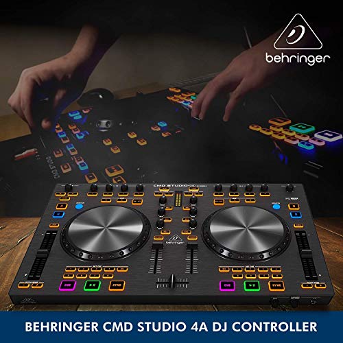 Behringer CMD Studio 4A DJ Controller + Rane RH-1 40mm Over-Ear Monitoring HeadphonesÂ and Accessories