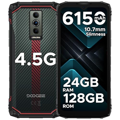 DOOGEERugged Blade 10 Energy Rugged Smartphone, 6150mAh Android 15 Rugged Phone with 24GB RAM+128GB ROM, 10.7mm ultra-thin, 6.56 inch 90Hz, 16MP+8MP, 3 Cards Slots, Widevine L1, Face ID, NFC
