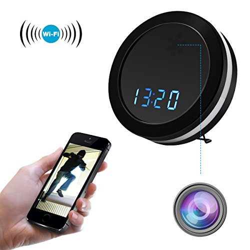 PANNOVO WIFI Security Camera Alarm Clock HD 1080P Camera with Night Vision Two-Way Audio