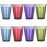 Rhapsody 14-ounce Premium Quality Plastic Water Tumblers | set of 8 in 4 Assorted Colors