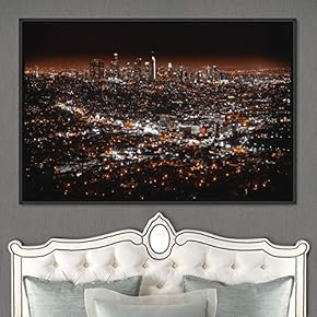 signwin Framed Canvas Wall Art City Illuminations Aerial...