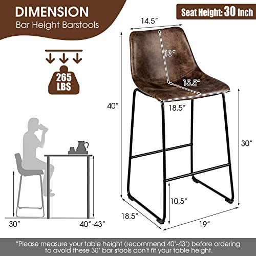 ERGOMASTER Leather Bar Height Barstools with Back 30 inch Counter Bar ...