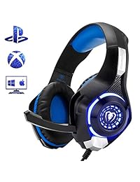 Beexcellent - Auriculares de diadema estéreo para PS4 Xbox One PC, 0.138 in con reducción de ruido y auriculares cómodos