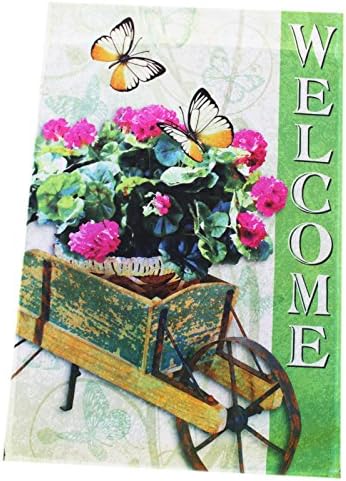 Garden Accents Butterfly Wheelbarrow Welcome Flag - By Ganz (No Stand)