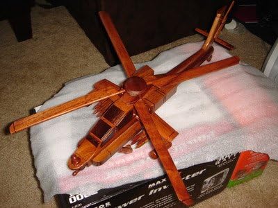 wooden apache helicopter model