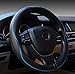 Rueesh Leather Car Steering Wheel Cover - Heavy Duty, Thick, Durable, Elegant, No Smell, Universal 15 Inch Steering Cover, Anti-slip Embossing Pattern A, Black with Blue Line