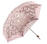 Ladies Umbrella Lace Parasol Folding Umbrella Sun Shade Anti-uv (pink)
